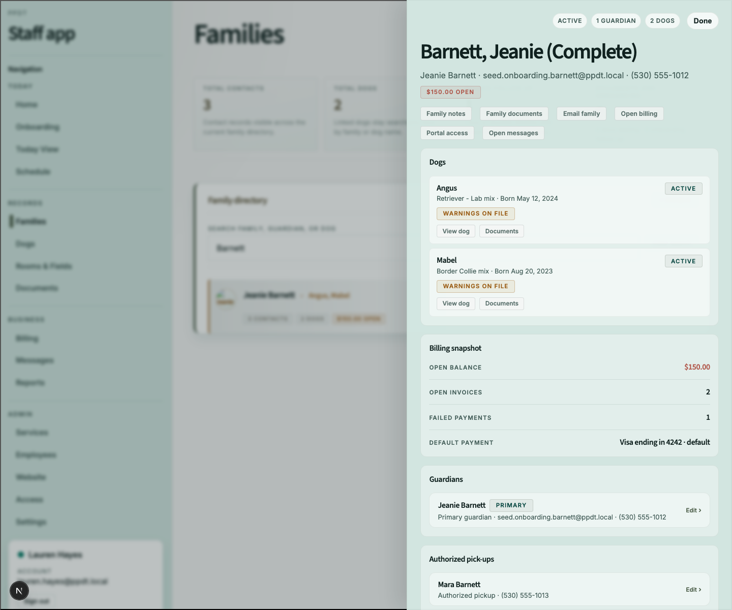 Desktop screenshot showing family detail.