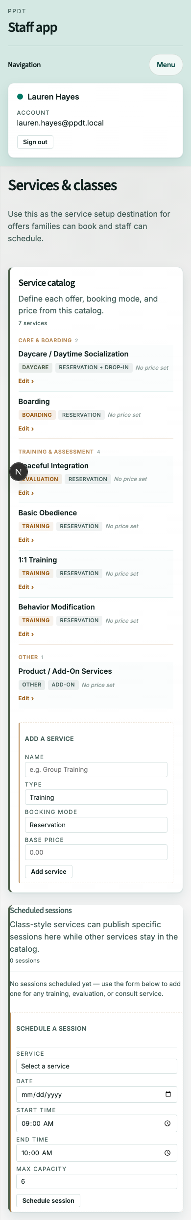 Mobile screenshot showing mobile service settings.