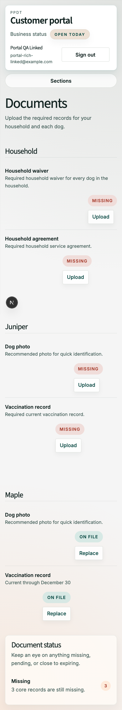 Mobile screenshot showing mobile document list.