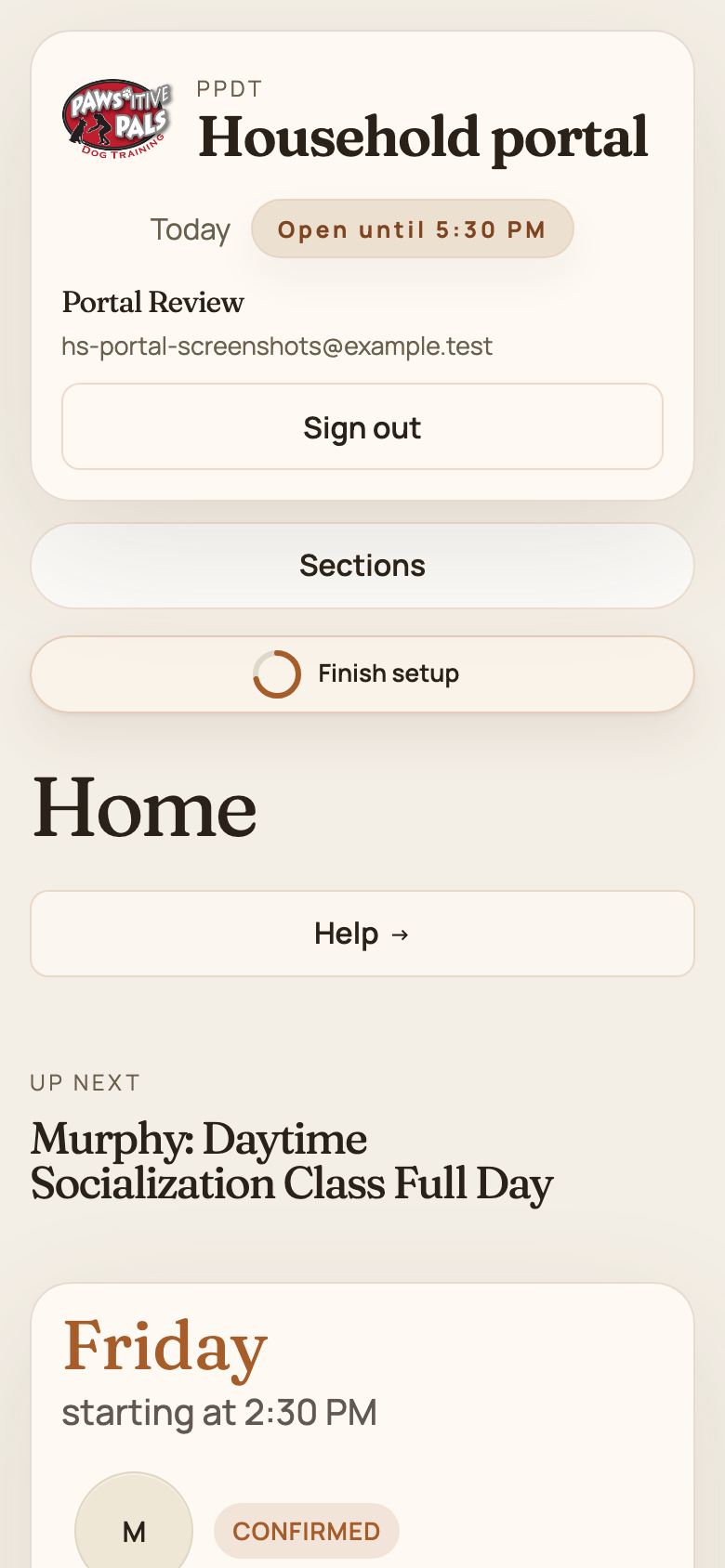 Mobile screenshot showing mobile home layout.